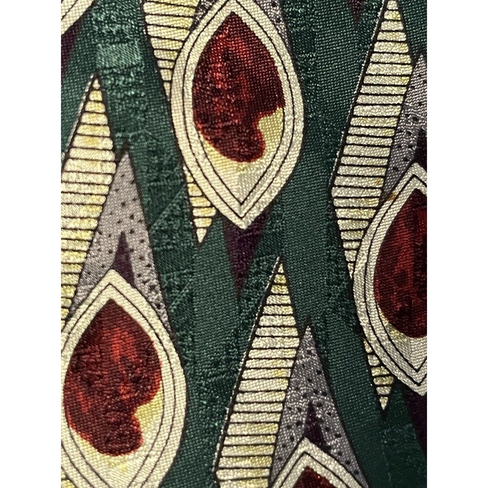 Talbott Studio Mark Shale Silk Tie Peacock Feather Green Burgundy USA Wide - Picture 3 of 7
